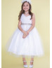 Tulle Flower Girl Dress With Beaded Sash